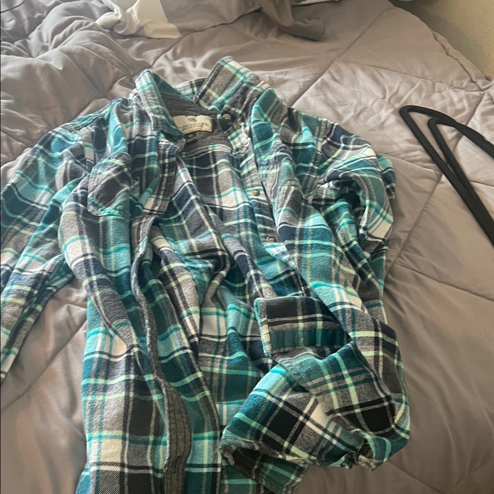 Legendary Whitetails Teal and Gray Plaid Button Down Shirt